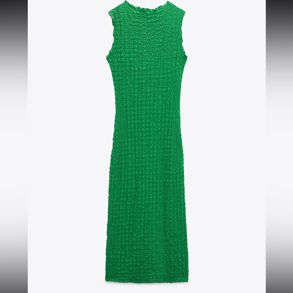 Zara Green Textured Body Con dress, size small
